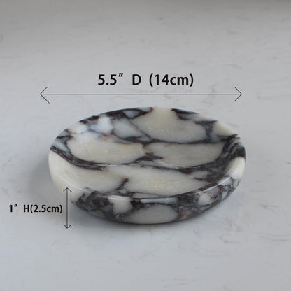 Nawgnail Natural Travertine Marble Jewelry Dish 5.5", Trinket Dish for Ring Earring, Gift for Woman Daugther(Calacatta Viola)