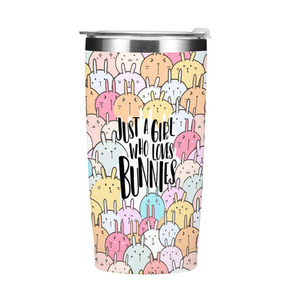 Funny Bunny Tumbler,Bunny Stuff 20 oz Stainless Steel Coffee Mug，Travel Cup，Insulated Cup with Lid for Car, Perfect Gifts for Girl Bunnies Lover Niece Friend Coworker Christmas Birthday