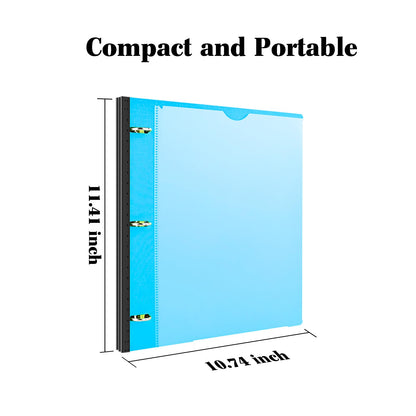 INFUN 1 Inch Telescoping 3 Ring Binder - 1PCS,Flexible Round Binder with Customizable Front Cover and Clear Catalog Pocket, 1 Inch Rings, 225 Sheet Capacity-Blue