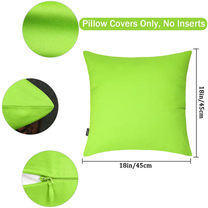 Coddsmz 4 Pack Decorative 100% Cotton Pillow Covers Square Cushion Cover Solid DIY Throw Pillowcase for Home Bed Sofa Halloween Christmas,Light Green,4 Pack-18" x 18"/45x45cm