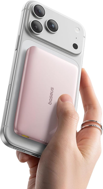 Baseus Picogo Magsafe Portable Charger, Qi2 Certified 0.5" Ultra Slim 15W Wireless Power Bank, 10000mAh 27W Fast Charging Magnetic Battery Pack with USB-C for iPhone 17/16/15/14/13/12 Series Only