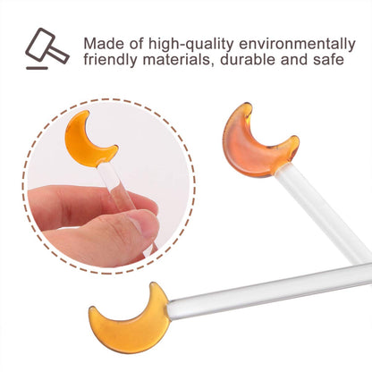 5PCS Glass Swizzle Sticks for Cocktails Drinks, Moon Swizzle Sticks for Drinks Coffee Cocktail for Restaurant Home Bar