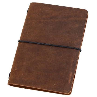 newestor Pocket Travelers Notebook, Refillable Leather Travel Journal for Men & Women, Notebook Cover for Field Notes, Moleskine Small 3.5 x 5.5 Inches, Brown