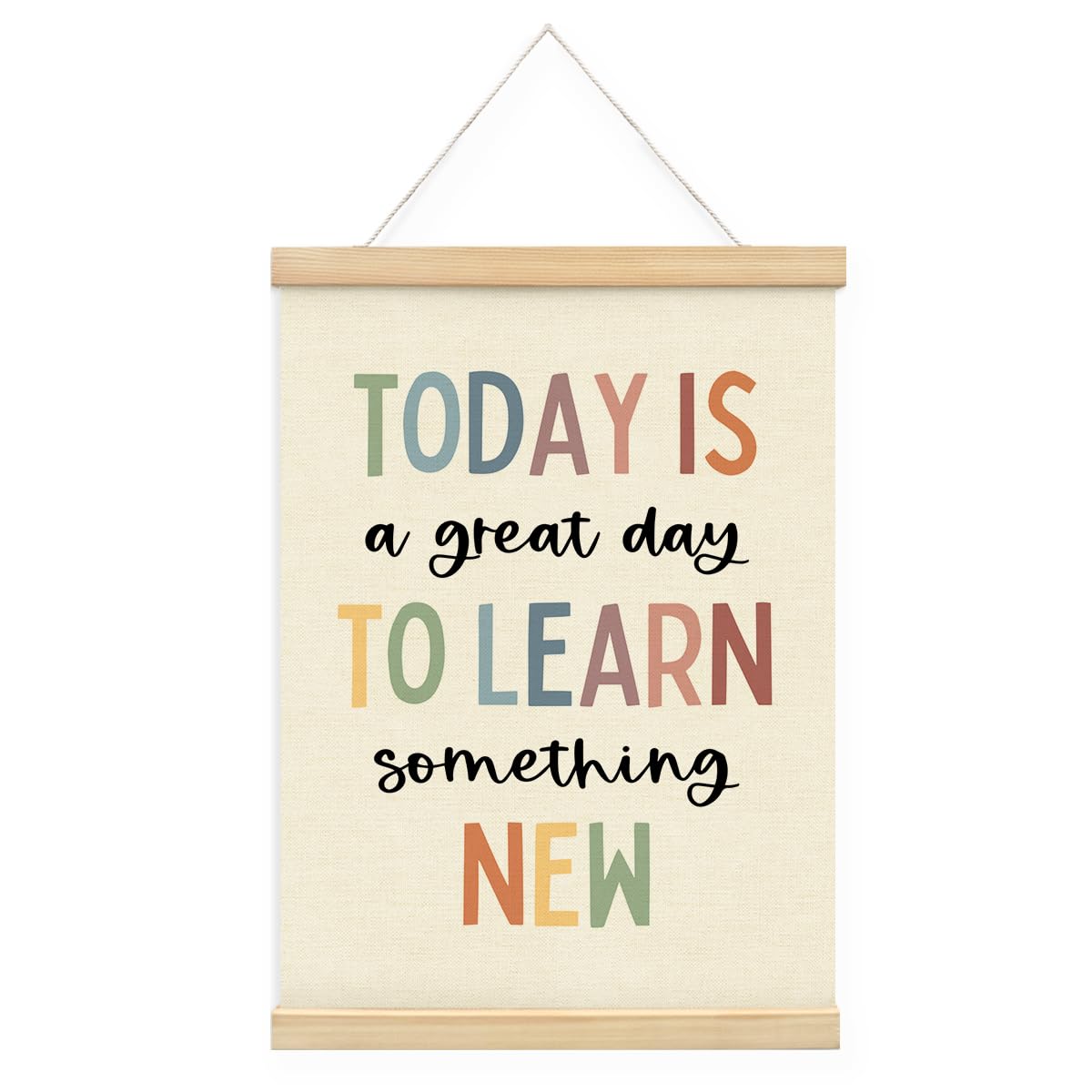 STHTTSW Boho Classroom Decor Motivational Wall Art, Today Is a Great Day to Learn Something New Poster, Positive Affirmations Wall Decor for Kids Room, Playroom & Homeschool Essentials, 12x16