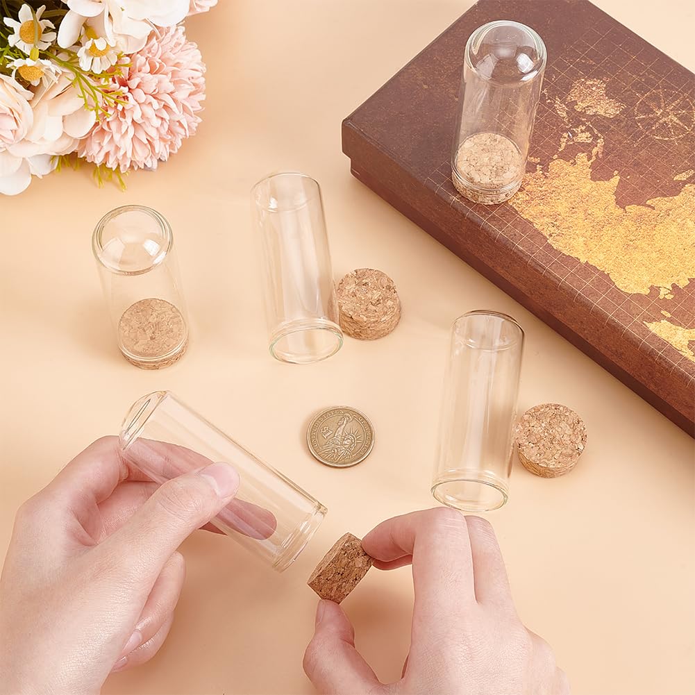 BENECREAT 20Pcs Dome Decorative Jars, 1.2x3.4inch Glass Display Dome Cloche Glass Bell Jar with Cork Base for Flower Storage, Specimens, Crafts Decorations