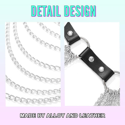 Nicute Leather Waist Chain Belt Punk Black Belts Goth Rave Body Accessories for Women