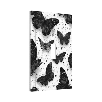 Annisrak Decorative Light Switch Cover Plate Gothic Black Butterfly Celestial Star Pattern 1 Gang Single Toggle Electrical Outlet Covers Wall Plate Decorate Switch Plate Cover For Bedroom Living Room
