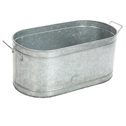 Hosley Galvanized Oval Tub with Handles 18 Inch - Beverage Party Chiller, Garden Planter, Multipurpose Party Ice Holder