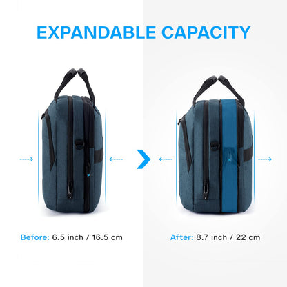 BAGSMART 17.3 Inch Laptop Bag, Expandable Computer Bag Laptop Briefcase Men Women, Laptop Shoulder Bag, Work Bag Business Travel Office, Dark Blue