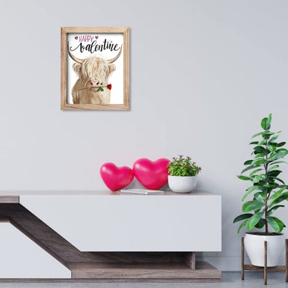 YPY Highland Cow Canvas Wall Art with 7 Interchangeable Holiday Sayings,Rustic Farmhouse Wall Sign 11"x9" Wood Frame, Seasonal St. Patrick's Day & Year-Round Home Decor for Living Room Bedroom Office