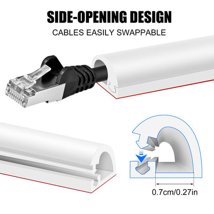 Self-Adhesive Cable Hider, Flexible Wire Cover Cable Raceway for Wires, Wall Mount TV, Home Audio, Network, Power, and Phone Line Managemen (Gray, 118inch)