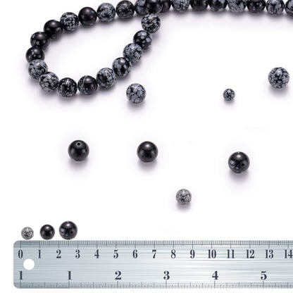 BEADIA Natural Snowflake Obsidian Stone Round Loose Semi Gemstone Beads for Jewelry Making 8MM 44PCS