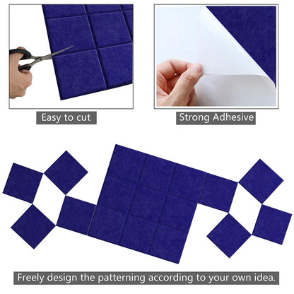 Uoisaiko Large Felt Board Tiles for Wall with 30 Push Pins, 11.8"x11.8" Pack of 6 Pin Board Notice Boards for Home Office Kitchen, Bulletin Board Wall Tiles for Photos Memos (Dark Blue, 6 Pack)