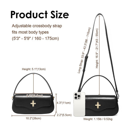 MoreFarther Leather Crossbody Bags for Women (Black)