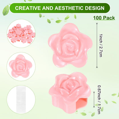 M METERXITY 100 Pack Plant Wall Clips, Self-Adhesive Plant Climbing Wall Clips Fixer with Acrylic Adhesive Sticker for Vine Support/Indoor/Outdoor Decor [Rose-Pink]