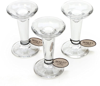 Hosley Classic Glass Taper Candle Holders Elegant Decorative Candle Stands 5" High Set of 3