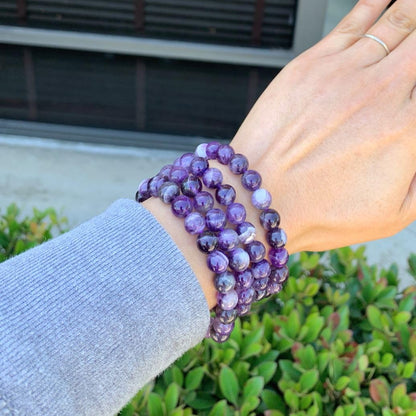 Adabele Real Natural Purple Amethyst Bracelet 7.5 inch Stretch Gemstone Beaded Bracelet Chakra Healing Crystal Stone Jewelry Women Mom Gift (Unisex) GB8-B16