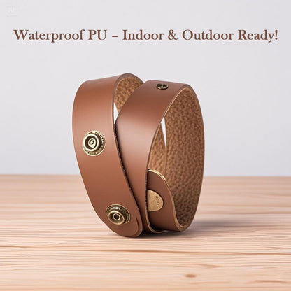 PU Leather Curtain Tiebacks, Ring Clips Curtain Holdabacks Buckle for Window Draperies of Home Hotel Curtain Holders, Rope Decoration Creative Curtains Ties Modern Minimalist Set of 2 (Light Brown)