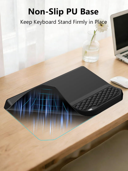 2-in-1 Ergonomic Keyboard Stand with Wrist Rest, Comfy Keyboard Riser Holder with Massage Design, Black