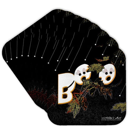 3dRose CST_4425_2 Halloween Boo Soft Coasters, Set of 8