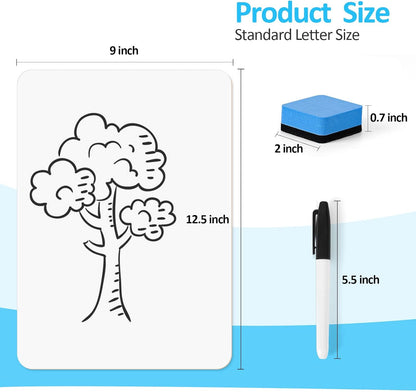 Dry Erase LapBoards, PANDRI 16 Pack Double Sided 12.5 x 9 Inch Whiteboards with 16 Erasers and 16 Markers, Dry Erase Boards for Students Classroom Teacher Supplies
