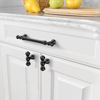 Amerdeco 10 Pack Matte Black Kitchen Cabinet Knobs 2.1 Inch(53mm) Single Hole Cabinet Handles Dresser Knobs Drawer Knobs and Pulls for Bathroom Cabinets
