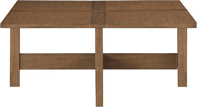 Lexicon 44" Square Coffee Table with 4 Upholstered Stools, Maple Veneer Wood Cocktail Table, Gray Upholstered Stools with Casters, Modern Living Room/Apartment Centerpiece, Full Assembled, Brown