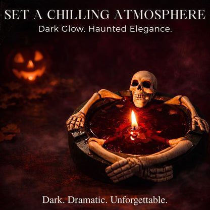 Skeleton Halloween Scented Candle, 13.5oz (385g) Spooky Decorative Skull Bowl Candle, Soy Wax Blend with Cotton Wick, Gothic Halloween Home Decor Centerpiece – Paris in Reverse Scent