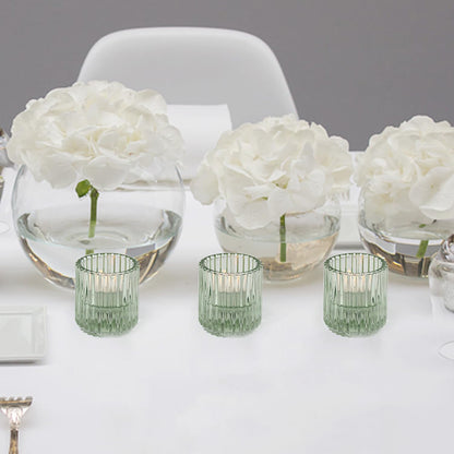 CHOCSTAY 3 Pcs Reversible Green Glass Candle Holders for Taper Tealight LED