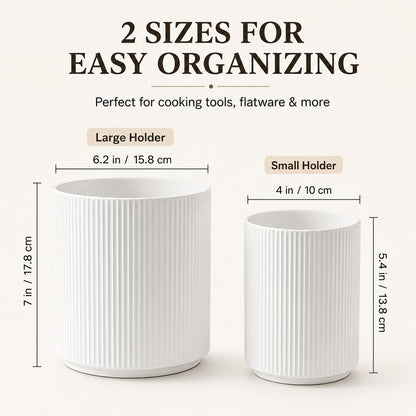 Utensil Holder,Ceramic Kitchen Utensils Holder for Countertop-Set of 2