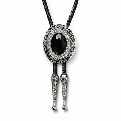 Doitby Rhinestone Bolo Tie for Men, Western Cowboy Necktie Leather Bolo Ties Necklace for Men Women