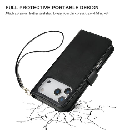 Bocasal for iPhone 17 Pro Max Wallet Case Compatible with MagSafe Wireless Charging, RFID Blocking Magnetic Leather Case with Card Slots Holder Kickstand Detachable Wrist Strap 6.9 Inch (Black)