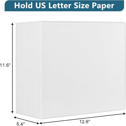 CIXILDTS 5-Inch 3 Ring Binder, Standard 5" Slant-D Ring Binder Fit Letter Size Paper, Presentation View Binders, White, 2-Pack