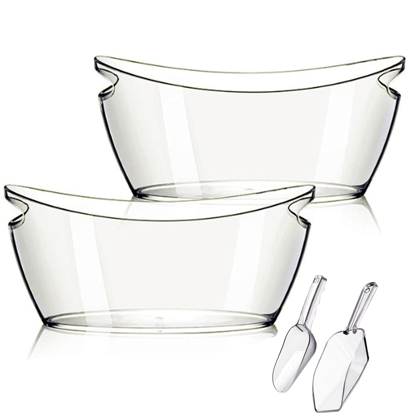 Ice Bucket, 2 PCS 5.5L Acrylic Ice Buckets, Large Beverage Tub for Parties, Mimosa Bar Supplies Beverage Tub and Scoops for Champagne Beer Sparkling Wine Cocktails (2-4 bottles)