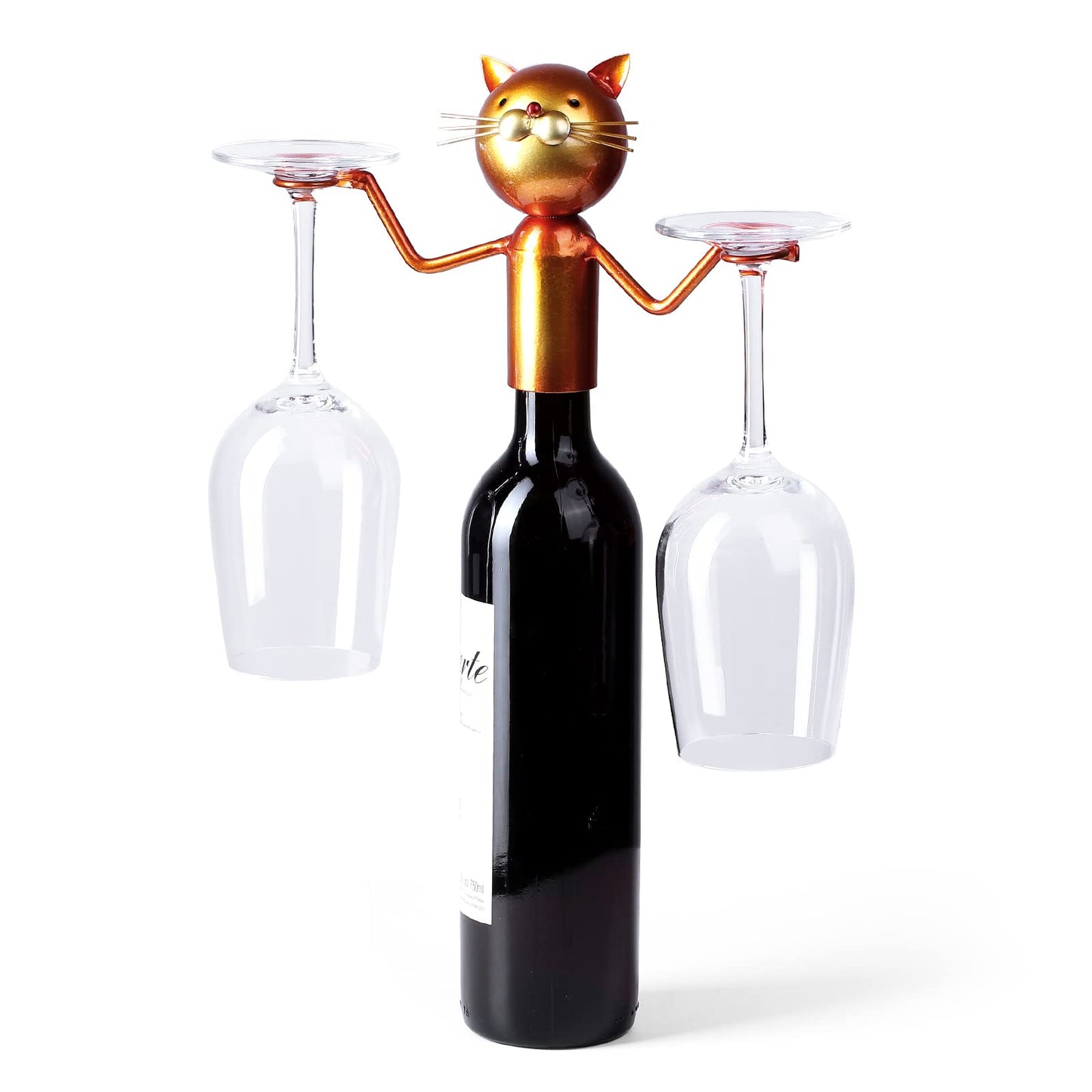 Drincarier Cat Decor Wine Holder Wine Rack Wine Bottle Holder Wine Cat, Gift for Halloween and Christmas,Cat Gifts for Cat Lovers………… (Cat Glass Holder)