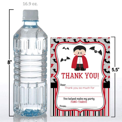 Dracula Fang-tastic Halloween Vampire Birthday Thank You Notes for Kids, Ten 4" x 5.5" Fill In The Blank Cards with 10 White Envelopes by AmandaCreation