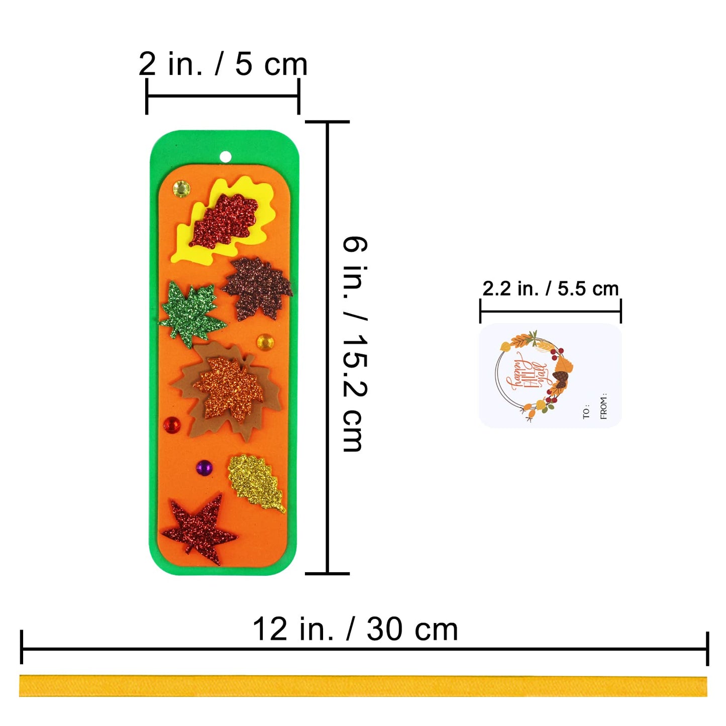 Winlyn 36 Sets Fall Craft Kits Autumn Crafts DIY Leaf Bookmarks Decorations Art Sets Maple Leaf Glitter Foam Stickers Arts and Crafts for Kids Thanksgiving Halloween Classroom Activities