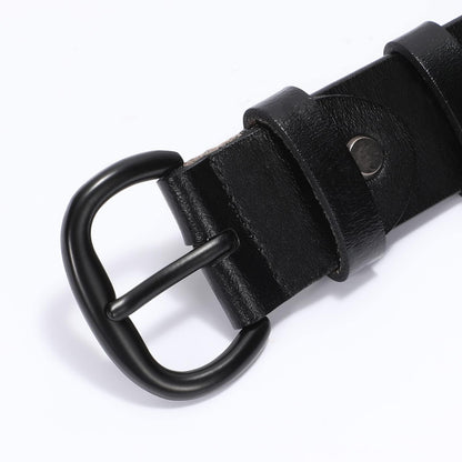 WHIPPY Women Leather Belt for Jeans Pants Dresses Black Ladies Waist Belt with Pin Buckle, Black, S