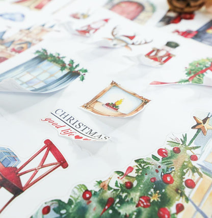 20 Sheets Pre-Cut Christmas Stickers for Scrapbooking, Bullet Journaling, Card Making & Planners - Xmas Sticker Book with Festive Holiday Designs, Self-Adhesive Scrapbook & Junk Journal Supplies