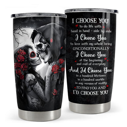 SANDJEST Skull Couple Tumbler 20oz Stainless Steel Insulated Coffee Travel Cup Tumblers Gifts for Wife Husband Boyfriend Girlfriend on Birthday Christmas Valentines Anniversary