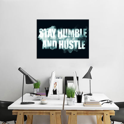YSPCSUN Inspirational Posters for Office, Stay Humble and Hustle Canvas Poster Single Panel Wall Decor for Home Office Dorm Classroom, Framed Canvas Art, 24x18inch