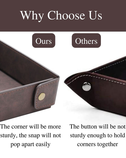 CASIRENA Faux Leather Valet Tray Organizer for Men - Catch-All Tray for Entryway Table Key, Wallet, Watch, Coin Change, Phone, Dresser EDC Dump Jewelry, Bedside Nightstand Desk-top