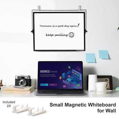 TSJ OFFICE Small White Board - 12 X 16 Inches Small Magnetic Dry Erase Board with Hooks for Wall, Desktop Whiteboard Stand 360 Degrees Revolving Double Sided for Office, Home, School, Black