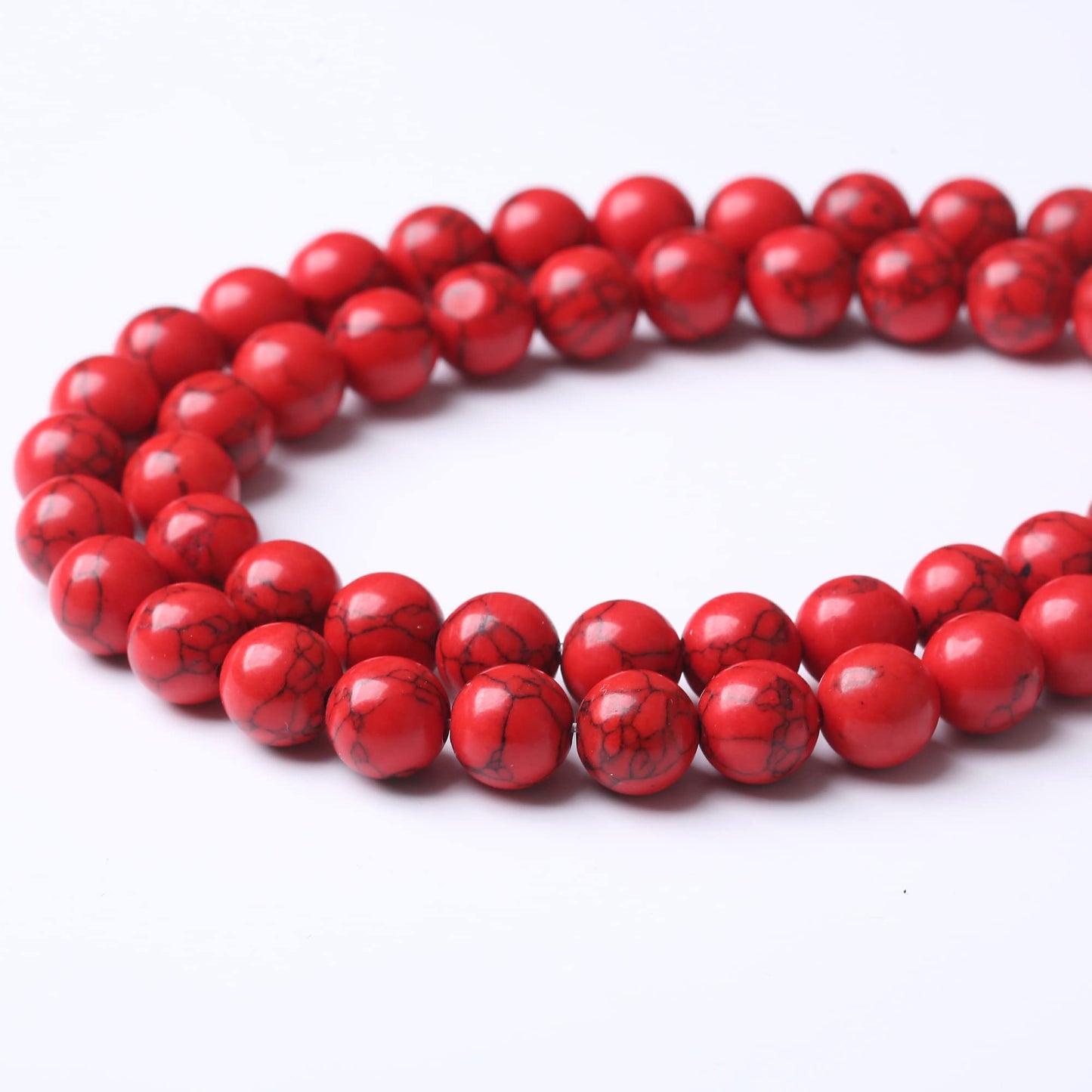 8MM Red Turquoise Round Loose Beads Natural Gem Beads Crystal Energy Stone Beads for Jewelry Making DIY Bracelet Necklace