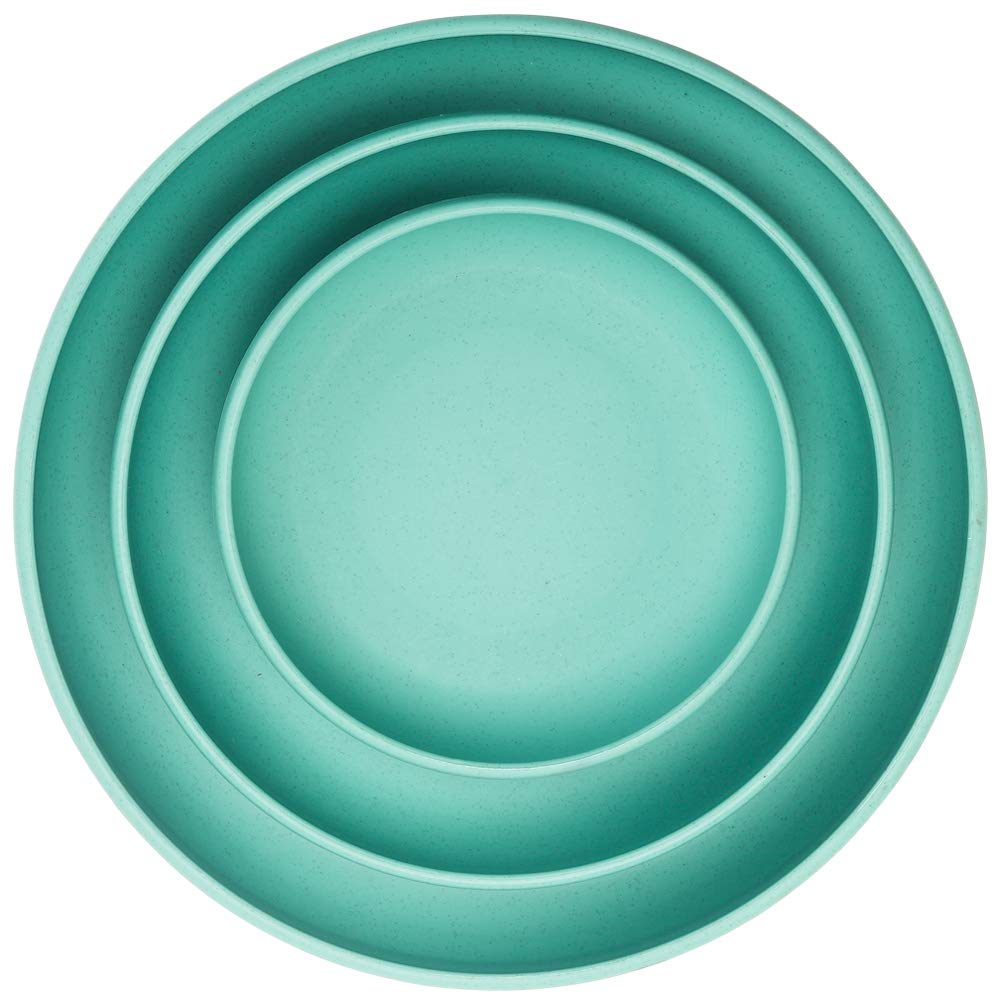 Sungmor Plastic Plant Saucer Drip Trays - Set of 3 (6.8" & 9.2" & 11.5") Emerald Green Plant Pot Saucers Plate - Round Flowerpot Drip Tray for Indoor & Outdoor Potted Plants
