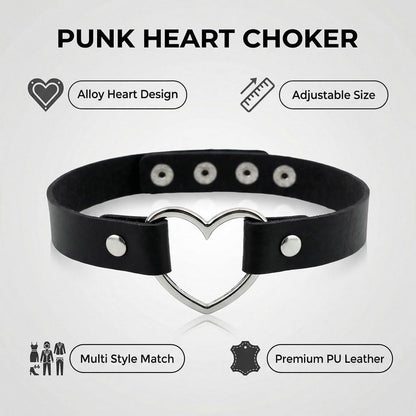 GlitterWe 2Pcs Daddy's Choker For Dating,Gothic Love Heart Leather Choker Necklace for Women,Punk Studded Rivet PU Collar Necklace With Spikes,Black Adjustable Letters Jewelry with Chain For Halloween Valentine's Day