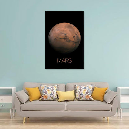 XIAOLOUTINYU Solar System Canvas Wall Art - Mars Planet Space Poster for Kids Room Bedroom Classroom, STEM Educational Astronomy Decor, Science Gift for Boys Girls Teens, 12x18 Inch Unframed