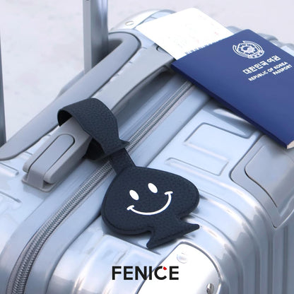 FENICE Vegan PU Leather Smiley Face Clover Shape Name Tag for Suitcase Luggage Travel Bag (RED-Heart)