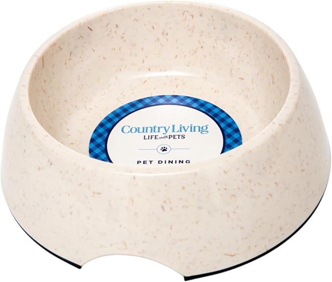 Country Living Set of 2 White Swan Bamboo Dog Bowls (32oz) – Naturally Sourced Bamboo Design, Non-Toxic, Durable, Dishwasher & Microwave Safe and Pet-Safe Feeding Dish, Ideal for Medium to Large Dogs