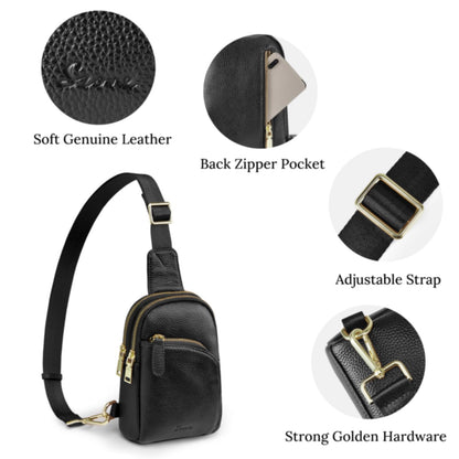 S-ZONE Genuine Leather RFID Blocking Small Sling Bag Women Crossbody Fanny Packs